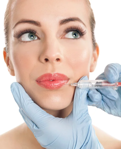 kadın dudaklarında vurdu botox kapatın