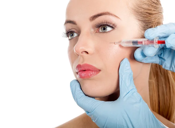 Injektionen von Botox, Frau mit Schönheitsbehandlung — Stockfoto