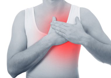 man holding to the chest, heart attack or arrhythmia clipart