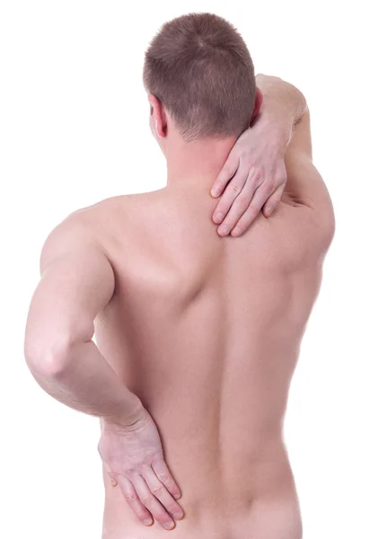 Człowiek cierpi na bóle kręgosłupa — Zdjęcie stockowe