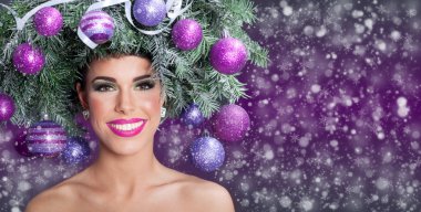 Noel moda model kadın. Yeni yıl saç ve makyaj 