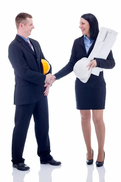 Partners expressing trust by handshake after concluding bargain, — Stock Photo, Image