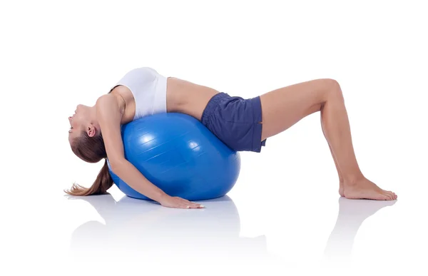 Sexy young woman on fitness ball — Stock Photo, Image