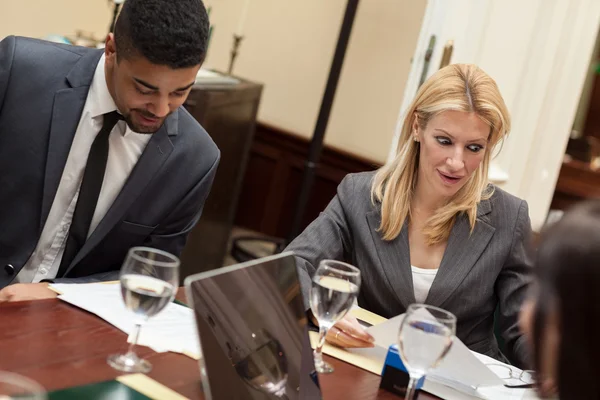 Surprised business women reading contract — Stock Photo, Image