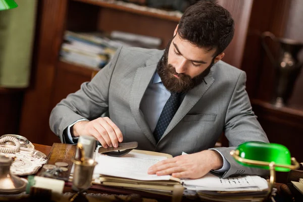 Lawyer or bankar or businessman  working in office — Stock Photo, Image