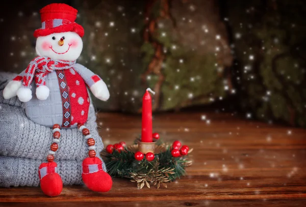 Decoração de Natal com boneco de neve — Fotografia de Stock