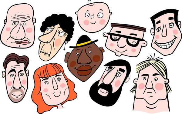 Composition des différents visages de dessins animés — Image vectorielle