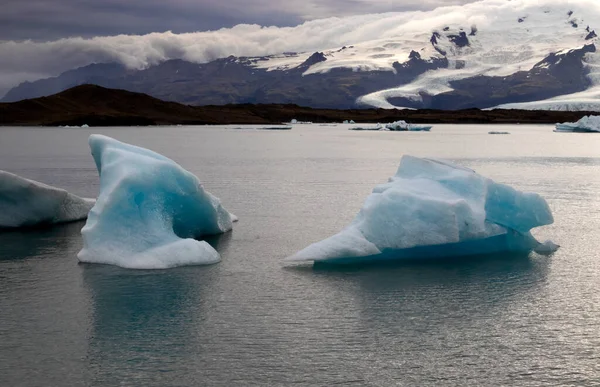 Melting Glaciers Climate Change Concept Dramatic Image Icebergs Jokulsarlon Lagoon — Foto de Stock