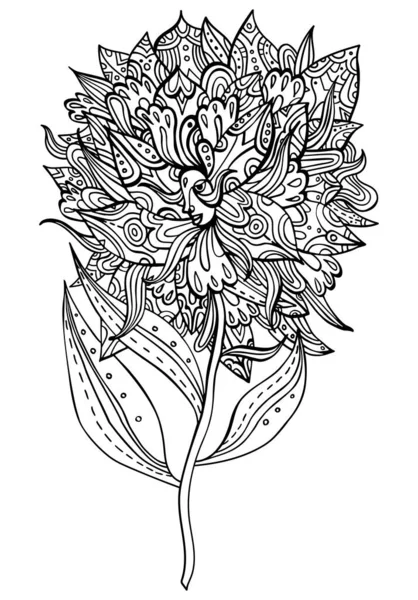 Flor Adornada Blanco Negro Con Una Cara Princesa Floral Cuento — Vector de stock