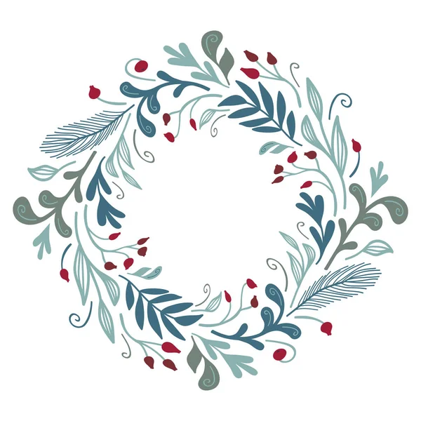 Winter Flora Frame Vector Card Template Christmas Design — Stock Vector