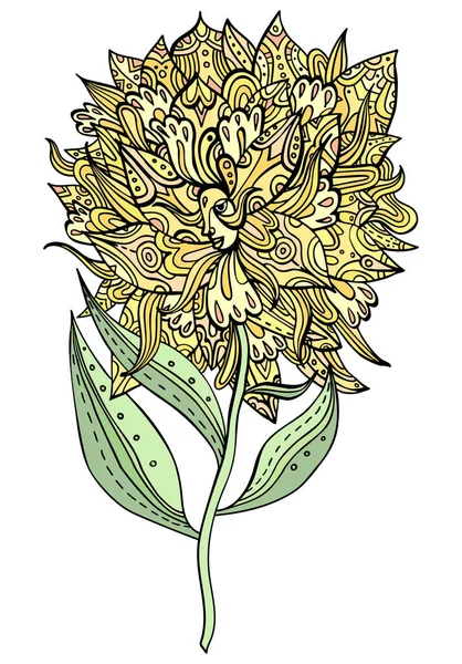 Flor Ornamentada Amarela Com Rosto Princesa Floral Conto Fadas Deusa —  Vetores de Stock
