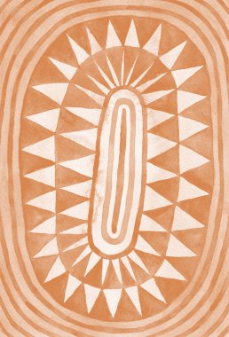 Afrika kültüründen esinlenilmiş üçgen çemberli el boyası dokusu. Şeftali rendesi arkaplanı.