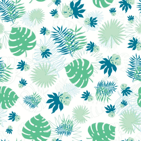 Padrão Tropical Sem Costura Floral Folhas Palma Verde Textura Vetorial — Vetor de Stock
