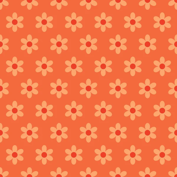 Naranja pequeño vector de flor simple patrón sin costura. Textura floral retro regular. — Vector de stock