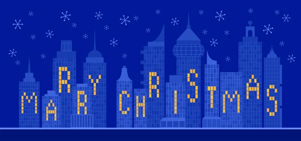 Boldog karácsonyi fények városában — Stock Vector