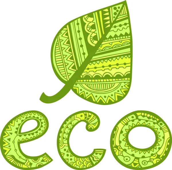 Zielony liść i eco znak — Wektor stockowy