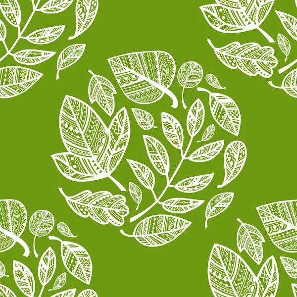 Green pattern with lacy leaves — Stock Vector