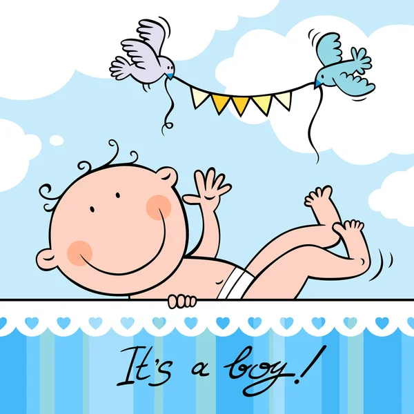 Baby boy greeting card — Stock Vector