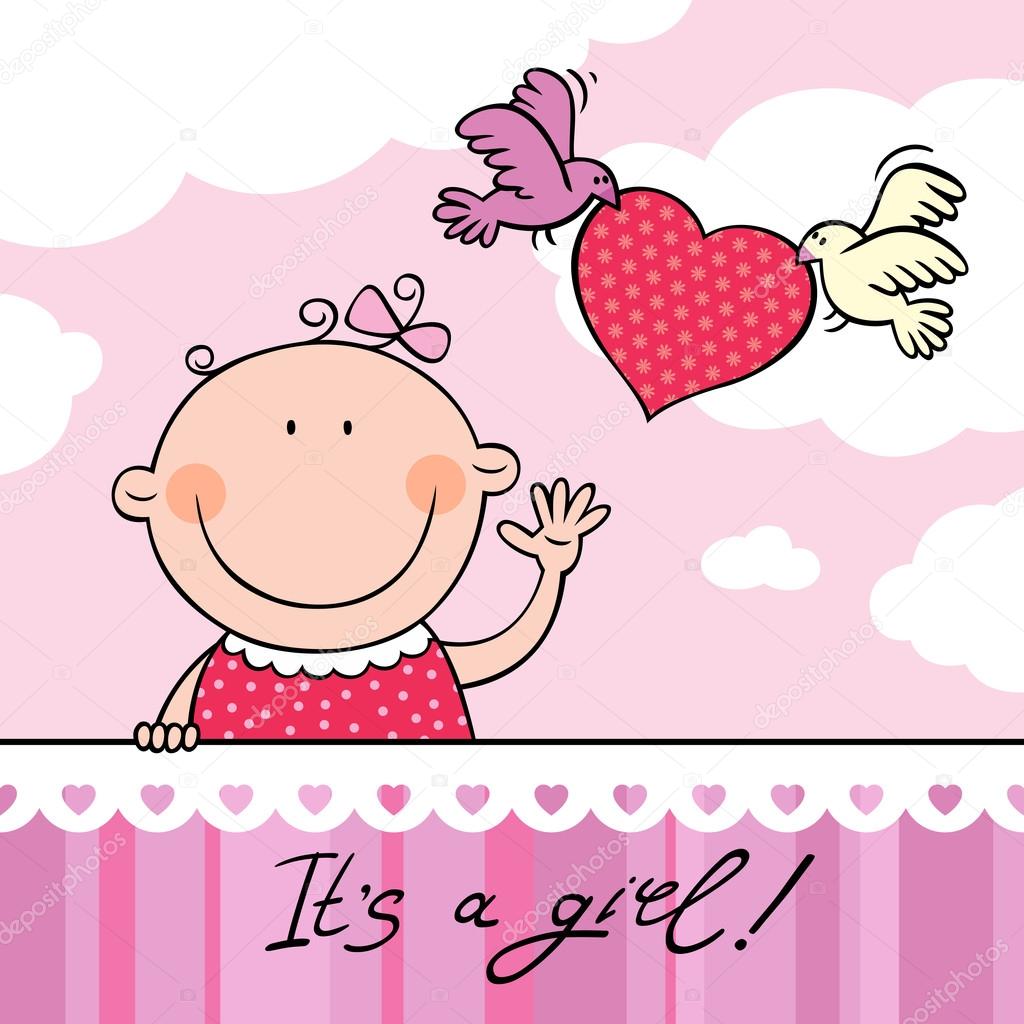 baby girl greeting card stock vector sonyara 70178463 baby girl greeting