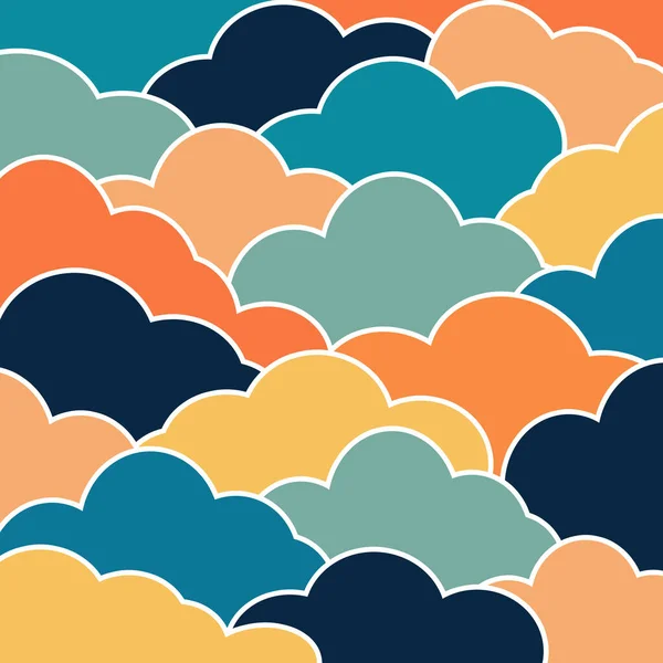 Abstracte Illustratie Van Kleurrijke Retro Stijl Wolken Geel Oranje Lichtblauw — Stockfoto