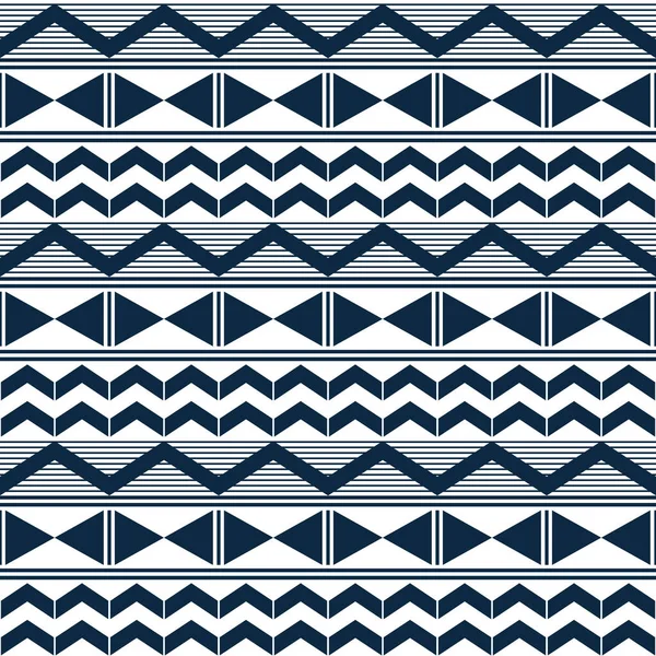Nahtloses Geometrisches Muster Mit Streifen Dreiecken Und Chevron Dekoration Marineblauen — Stockfoto