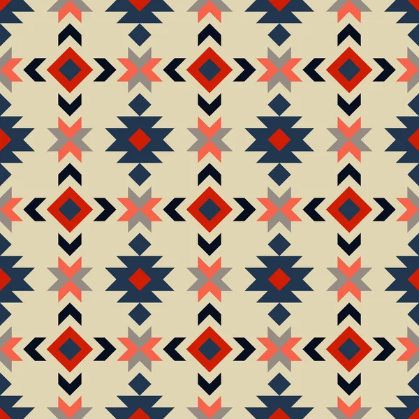 Colorful Seamless Aztec Pattern Geometric Shapes Decoration Beige Background — Stock Photo, Image