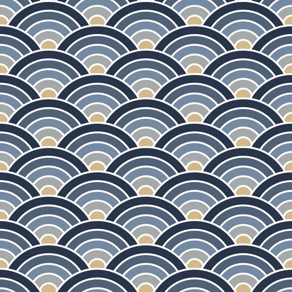 Abstracte Illustratie Van Japanse Naadloze Seigaiha Golven Patroon Kleuren Blauw — Stockfoto