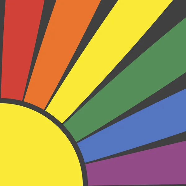 Zon Illustratie Met Kleurrijke Zonnestralen Regenboog Kleuren Zwarte Achtergrond — Stockfoto