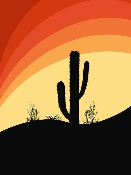 Ilustración Abstracta Del Atardecer Del Desierto Del Estilo Retro Con — Foto de Stock