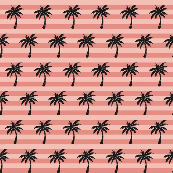 Płynny Wzór Czarną Palmą Dekoracji Paski Różowe Tło Dla Miłośników — Zdjęcie stockowe