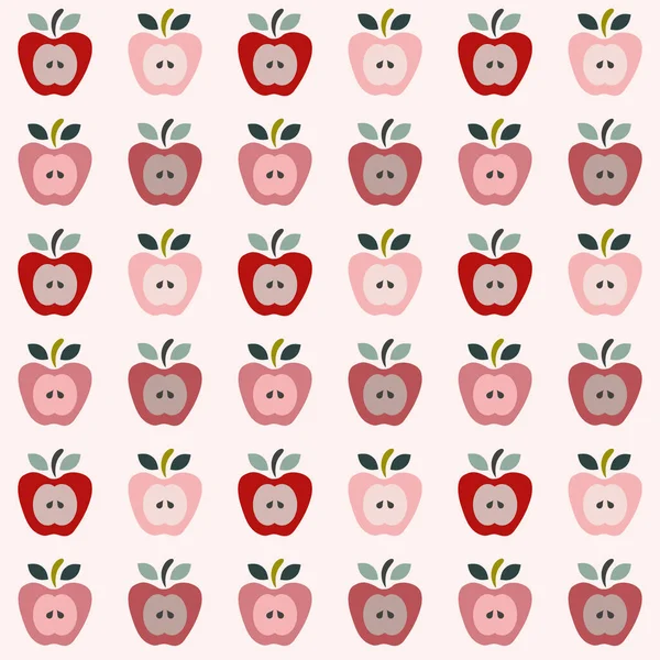 Απρόσκοπτη Ρετρό Στυλ Μοτίβο Ροζ Και Κόκκινο Μήλο Διακόσμηση Παστέλ — Φωτογραφία Αρχείου