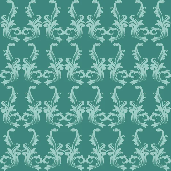 Seamless Green Luxury Damask Pattern Design Turquoise Background — Stock Photo, Image