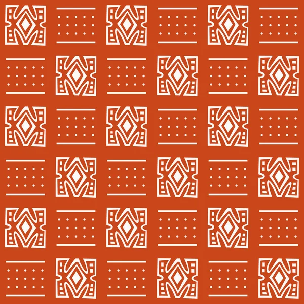 Seamless African Mud Cloth Pattern Simple Geometric Shapes Dots Lines — Stock Photo, Image