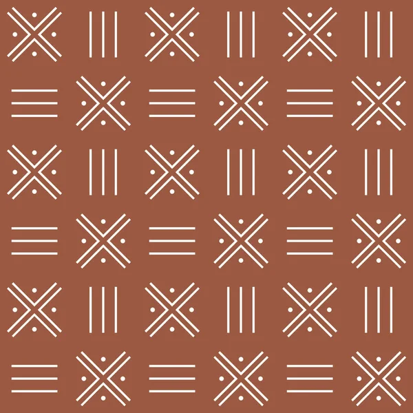 Seamless African Mud Cloth Pattern Simple White Tribal Decoration Terracotta — Stock Photo, Image