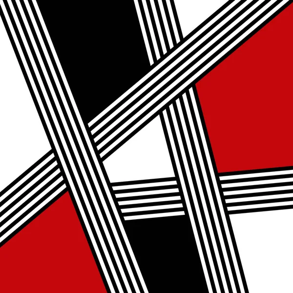 Abstrakcyjna Ilustracja Geometrycznymi Kształtami Czarno Białymi Paskami Dekoracji Kolorach Czerwonym — Zdjęcie stockowe