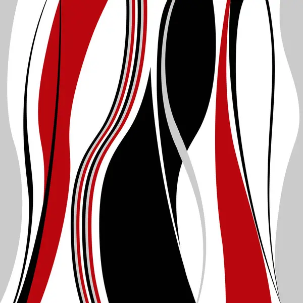 Abstract Waves Design Illustration Black Red Grey Waves Decoration White — Stok fotoğraf