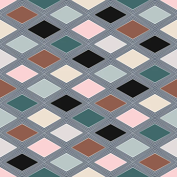 Seamless Nordic Style Geometrical Pattern Rhombus Shapes Turquoise Black Navy — Stock Photo, Image