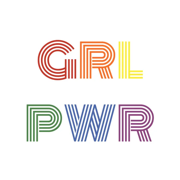 Barevné Grl Pwr Girl Power Textový Design Ilustrace Duhou Červená — Stock fotografie