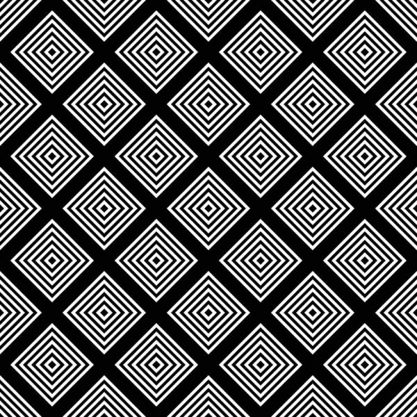 无缝隙北欧风格的几何图案 黑色背景上有黑白菱形和条纹装饰 — 图库照片