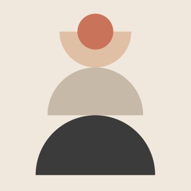 Yarı daireli orta yüzyılın geometrik tasarımı ve dünya renklerinde daire dekorasyonu