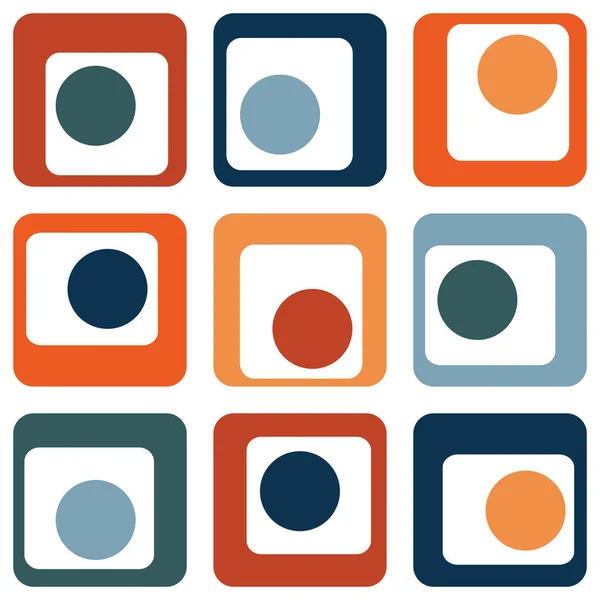 Sömlös Geometriska Mitten Århundradet Inspirerande Mönster Med Färgglada Orange Marinblå — Stockfoto