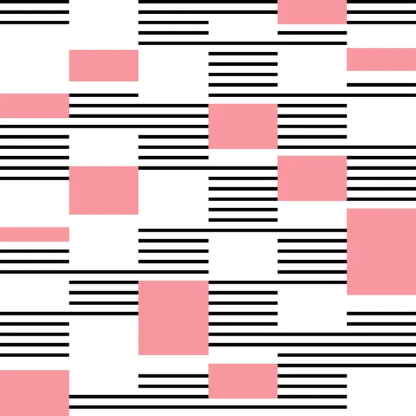Simple Geometrical Themed Design Pink White Rectangles Black White Stripes — Stock Photo, Image