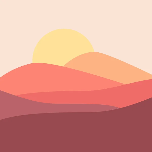 Abstract Sunrise Illustration Yellow Sun Colorful Mountains Decoration Pastel Pink — Stock Photo, Image