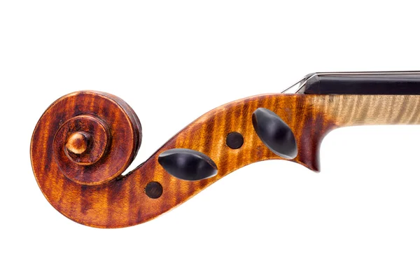 Side visning af violin pløkker og rulle. Isoleret på hvid - Stock-foto