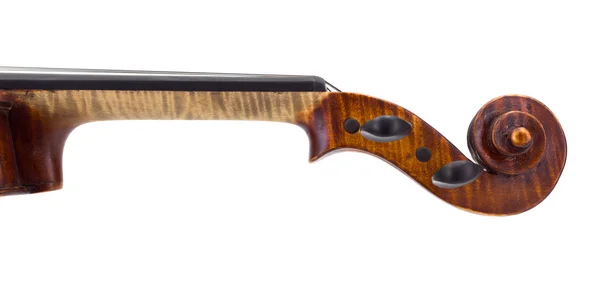 Vista lateral do pescoço do violino, pegbox e rolagem — Fotografia de Stock