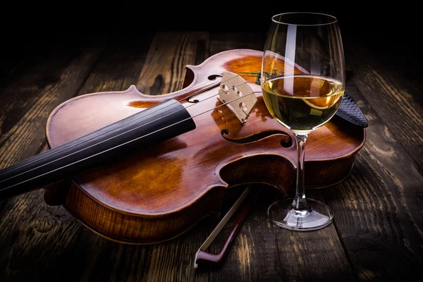 Violino e vinho — Fotografia de Stock