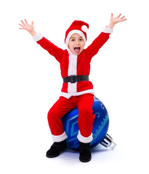 Glada jultomten pojke på prydnad — Stockfoto
