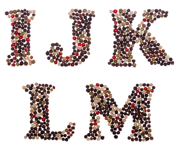 Capital characters made of mixed peppercorns — Stock Photo, Image