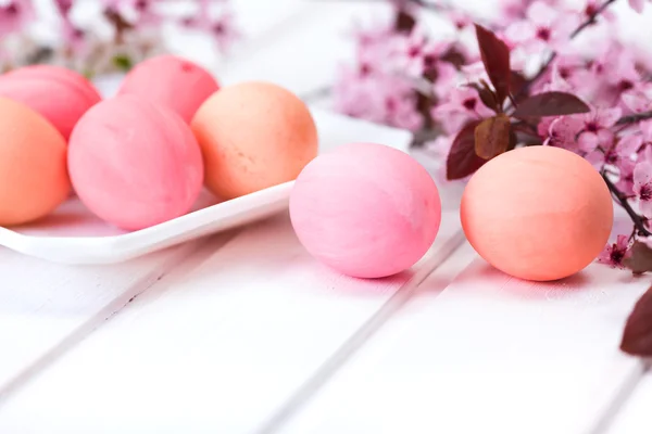 Easter eggs on white board — Stock Photo, Image