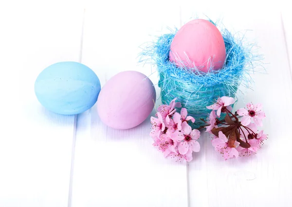 Blue and pink Easter eggs — Stock Photo, Image